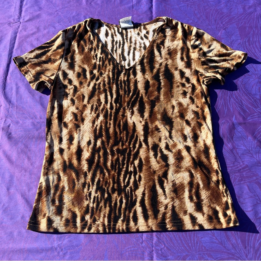 Wild Patterned V-Neck Women's Blouse